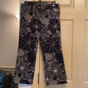 Black and white Floral Cotton designer pants